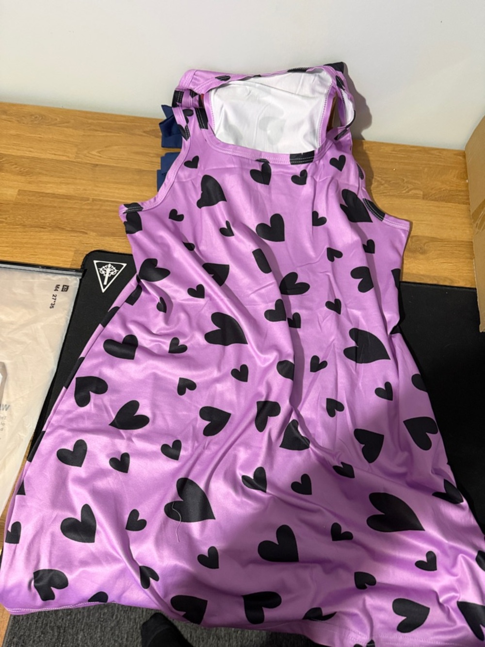 Sleeveless Heart Print Dress in Lavender Purple